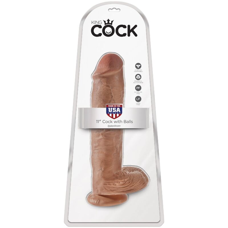 Dildo Realistic, King Cock, cu Ventuza, 22.6 CM Caramel
