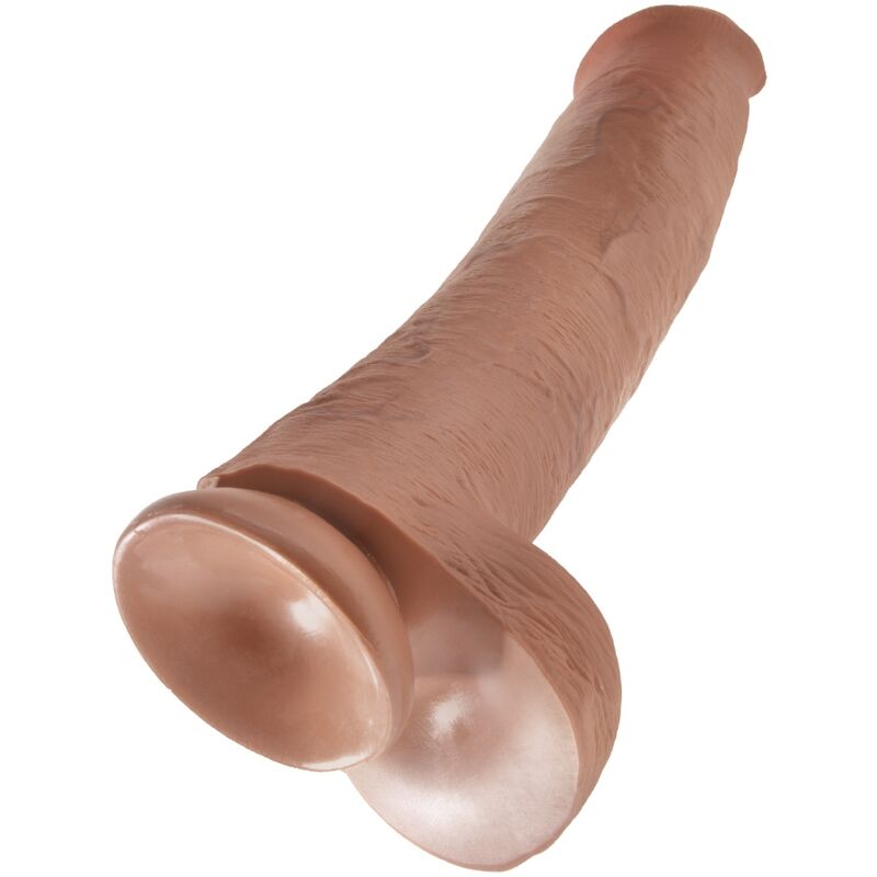 Dildo, King Cock - Realistic Penis cu Testicule, Baza cu Ventuza, 34.2 CM Caramel