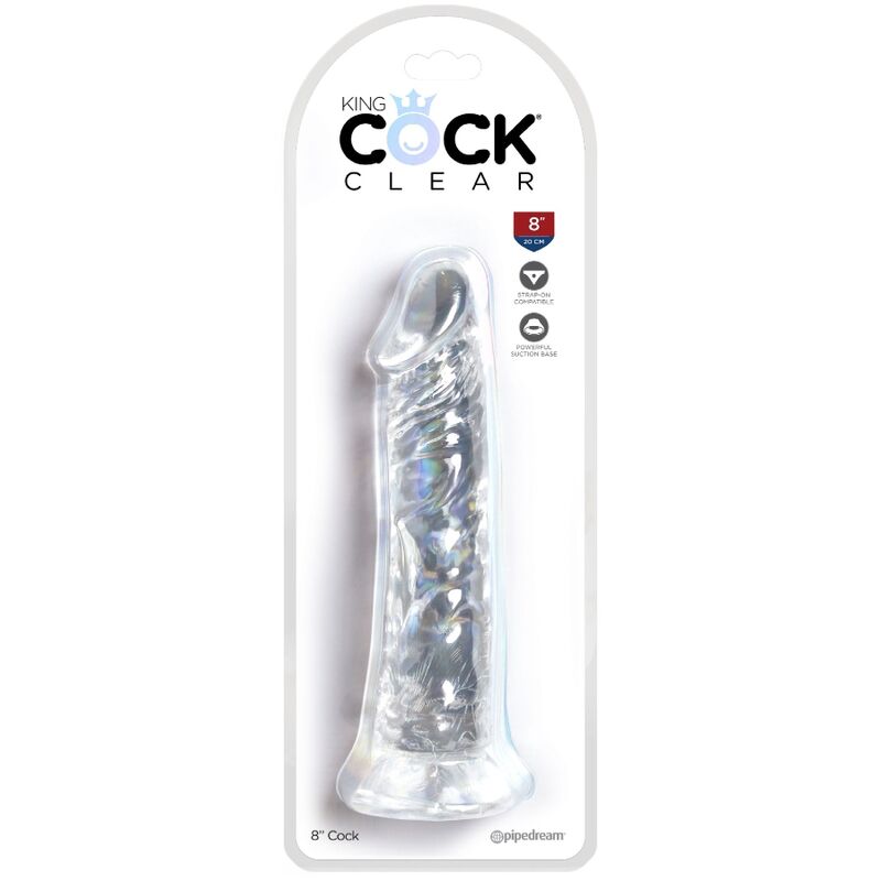 Dildo Realistic, King Cock - Clear, cu Ventuza, 19.7 CM Transparent