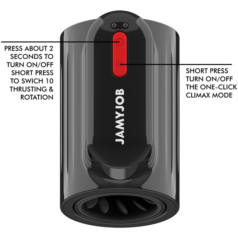 Masturbator, Jamyjob - Vortex, Miscare Sus-Jos si Rotatie 360 cu Mod Turbo, Negru cu Accente Rosii