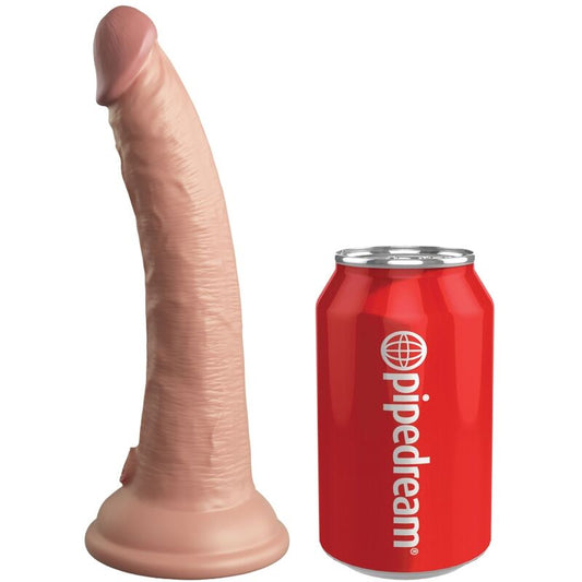 Dildo Realist Vibrator cu Telecomanda, KING COCK - Elite Silicon Dubla Densitate, 17,8 cm