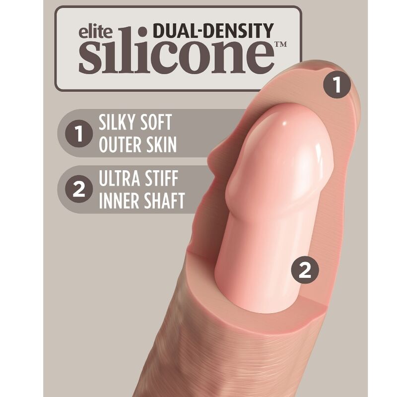 Dildo Vibrator, King Cock - Elite, Realistic din Silicon cu Telecomanda, 17.8 CM