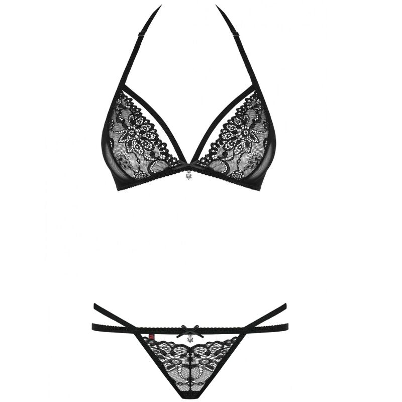Set Doua Piese, Obsessive - 838, Dantelat, Negru S/M