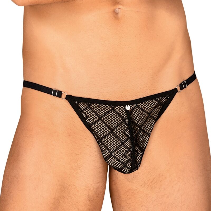 Chilot Tanga, Obsessive - Severio, Bretele Ajustabile, Negru One Size