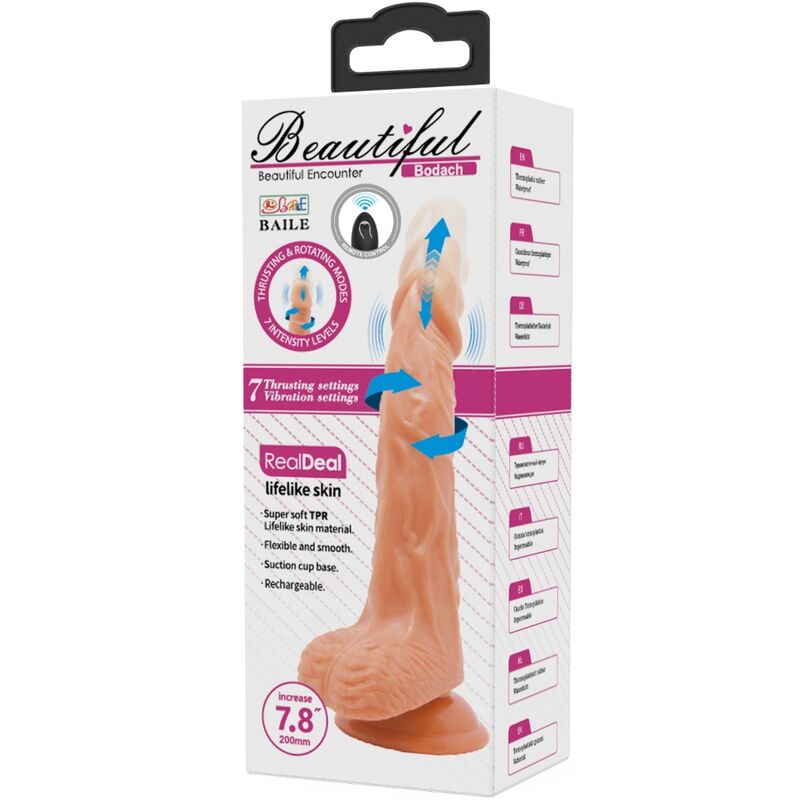Vibrator Realistic, Baile - Bodach, Cu Telecomanda si Ventuza, Maro