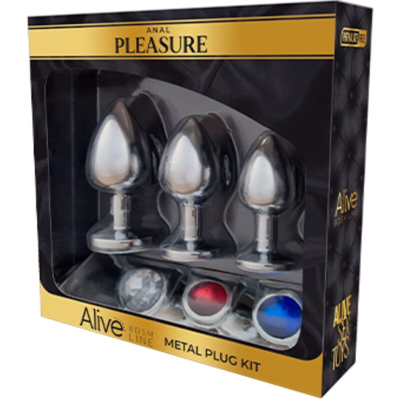 Kit Plug Anal, Alive - Anal Pleasure, Set 3 Bucati, Gri