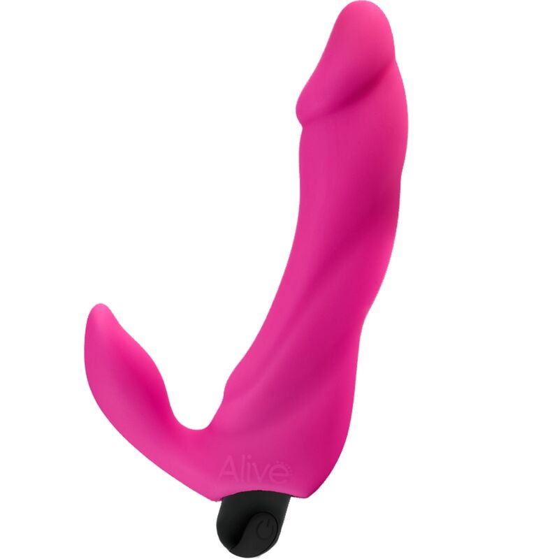 Vibrator Dildo, Alive - Bifun Pro, Reincarcabil, 14.9 CM Roz