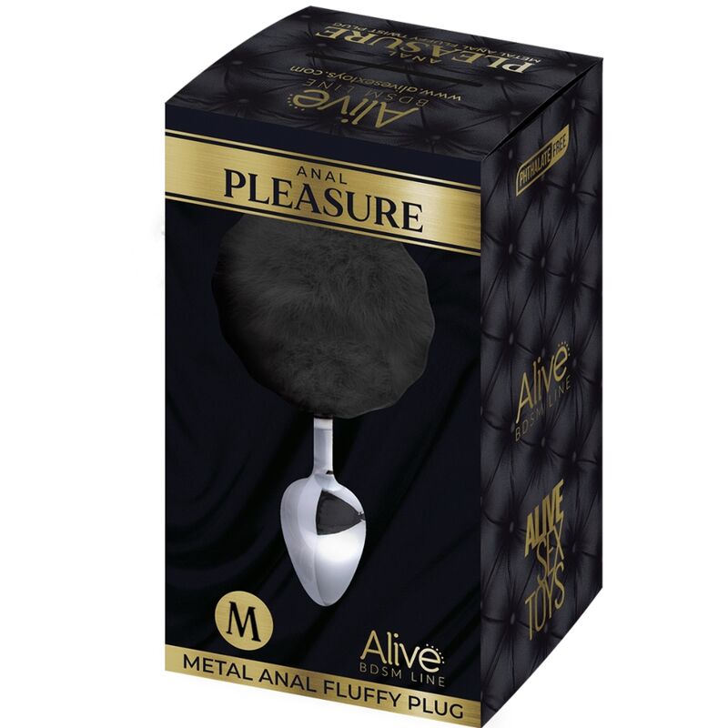 Plug Anal, Alive - Pleasure Spiral, Metalic Spiralat cu Blanita, Marime M / Negru