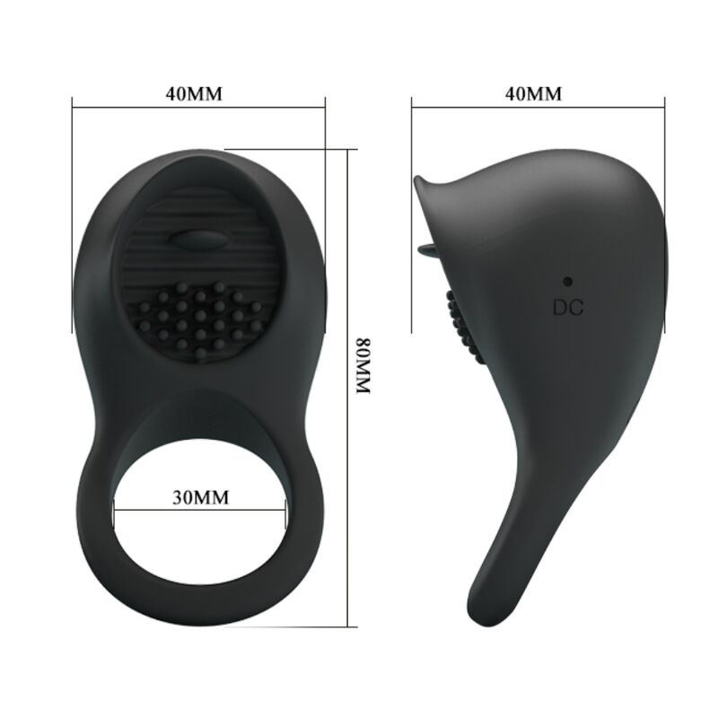 Inel Vibrator, Pretty Love, 12 Setari de Lins, Negru