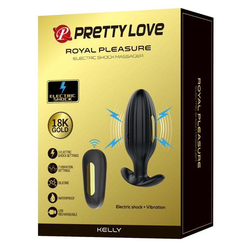 Plug Anal Vibrator, Pretty Love - Kelly, Reincarcabil, Negru