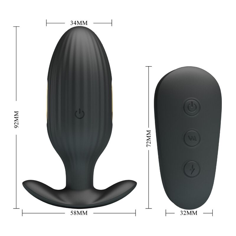 Plug Anal Vibrator, Pretty Love - Kelly, Reincarcabil, Negru