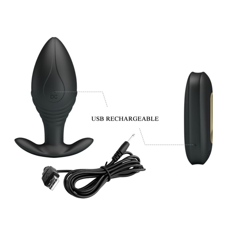 Plug Anal, Pretty Love - Regina, Vibrator Reincarcabil, Negru