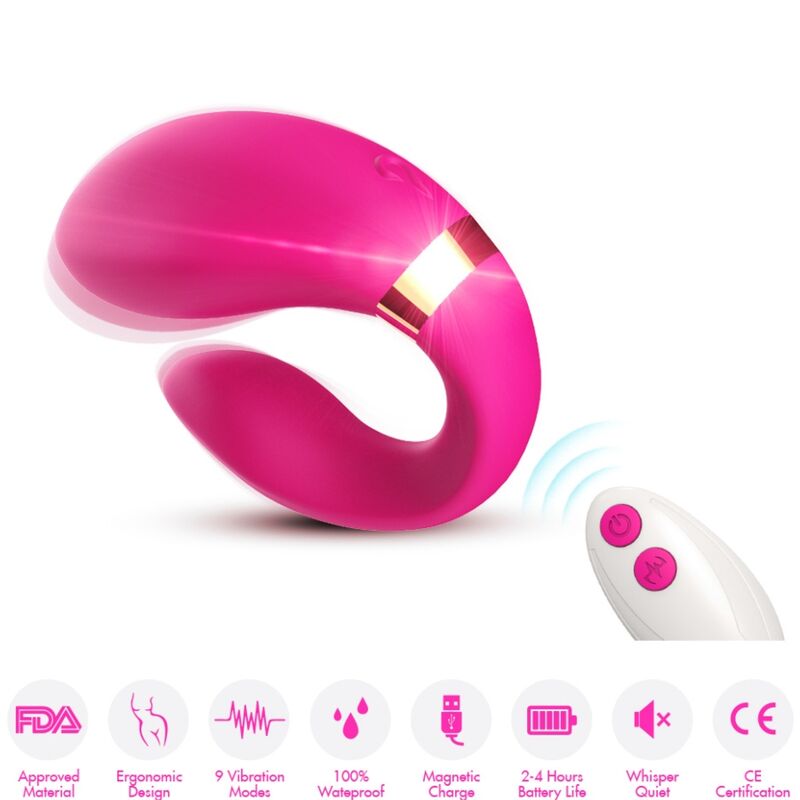 Vibrator pentru Cupluri, Armony - Crescent, cu Telecomanda, Roz