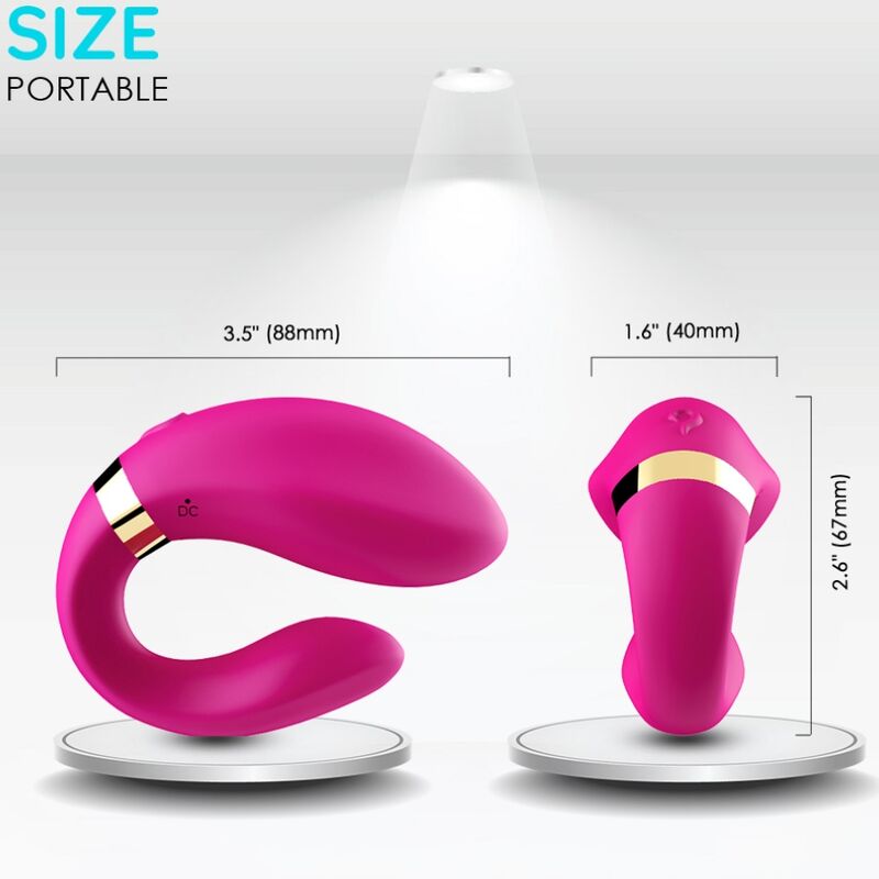 Vibrator pentru Cupluri, Armony - Crescent, cu Telecomanda, Roz