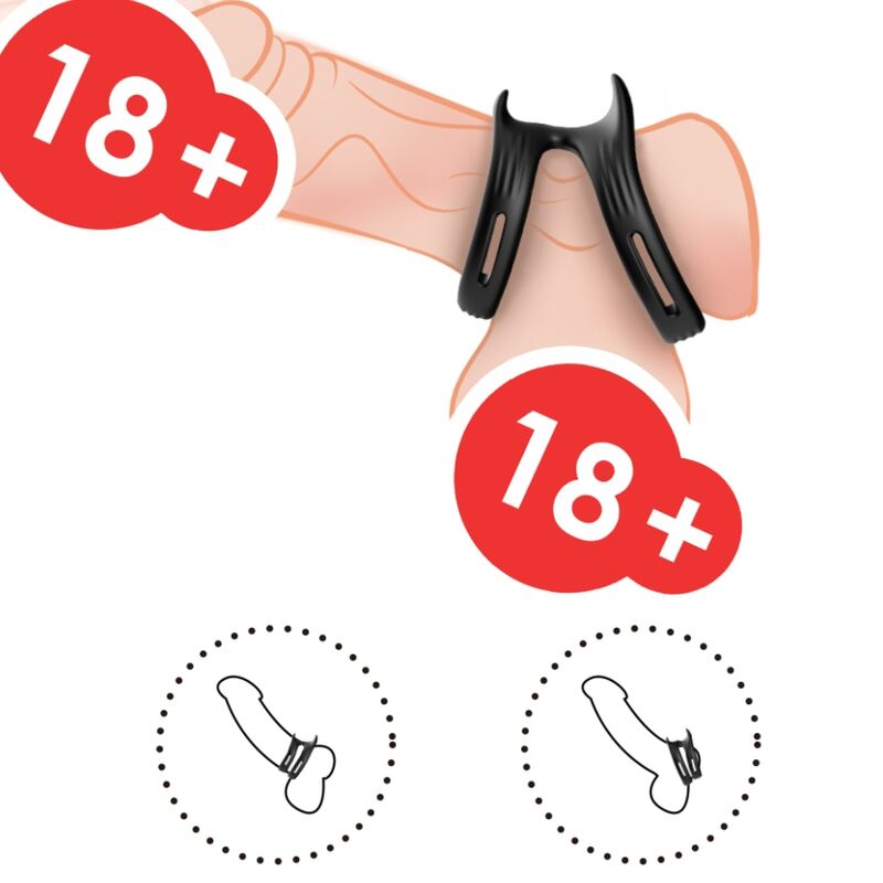 Inel pentru Penis, Armony - Dublu Elastic, Rezistent la Apa, Negru