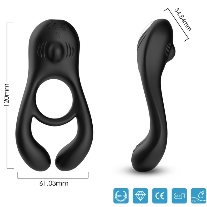 Inel Vibrator, Armony - Veyron Double, Penetrator Dublu pentru Cupluri, Negru