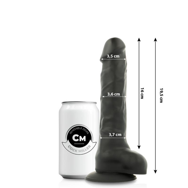 Dildo, Cock Miller - Silicone Density, Articulabil, Negru 19.5 CM