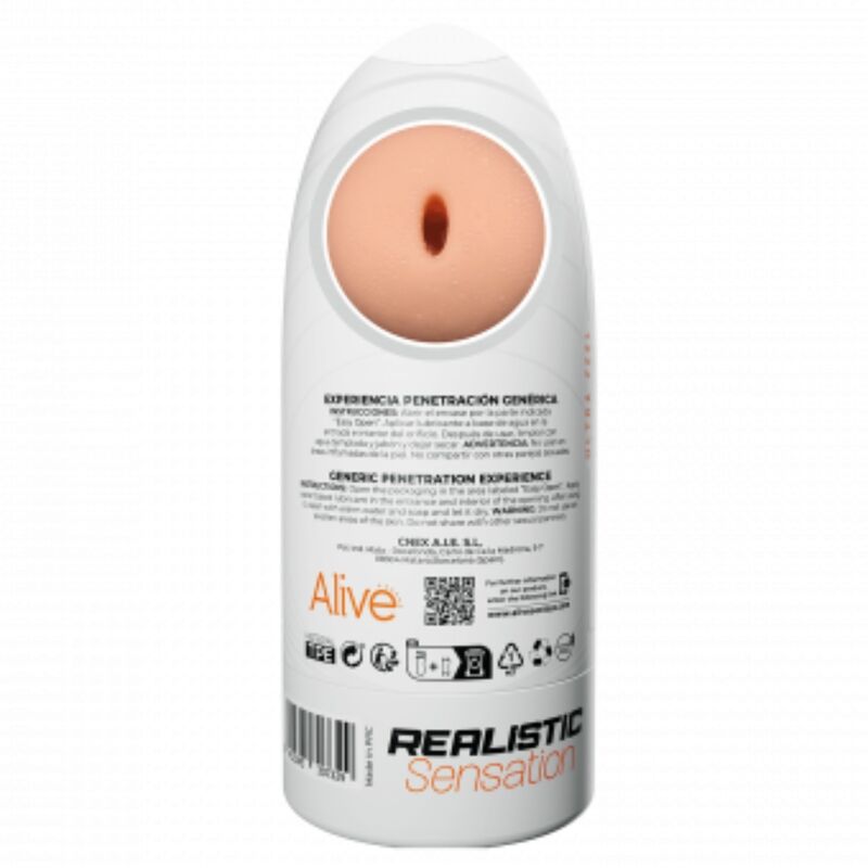 Masturbator Masculin, Alive - Flex, Recipient Flexibil, Marime M, 16 CM, D - 6 CM, Nud