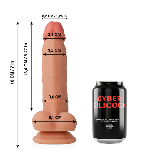 Dildo Realist, CYBER SILICOCK - Jude, Silicon Medical Lichid, 18 cm, Diametru 3,2 cm