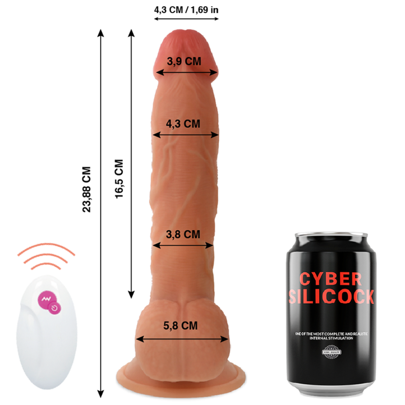 Dildo, Cyber - Silicock, Control de la Distanta, 23.88 CM x 4.3 CM