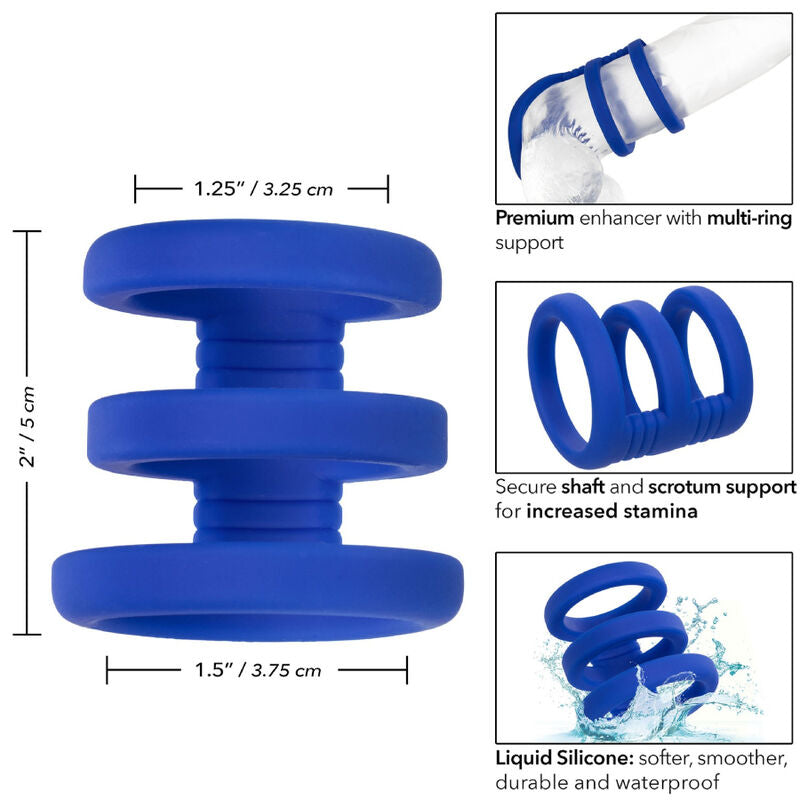 Cusca pentru Penis, CalExotics - Admiral Triple, Silicon Lichid Premium, Albastra