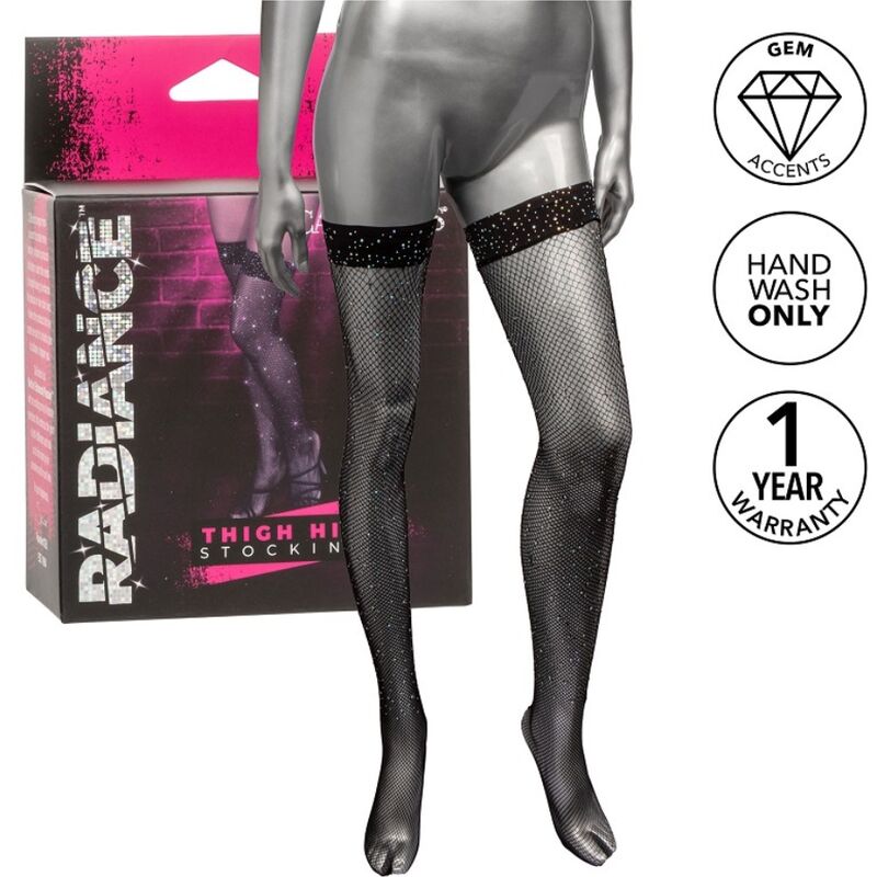 Ciorapi Thigh High, CalExotics - Radiance Rhine, cu Pietre Stralucitoare