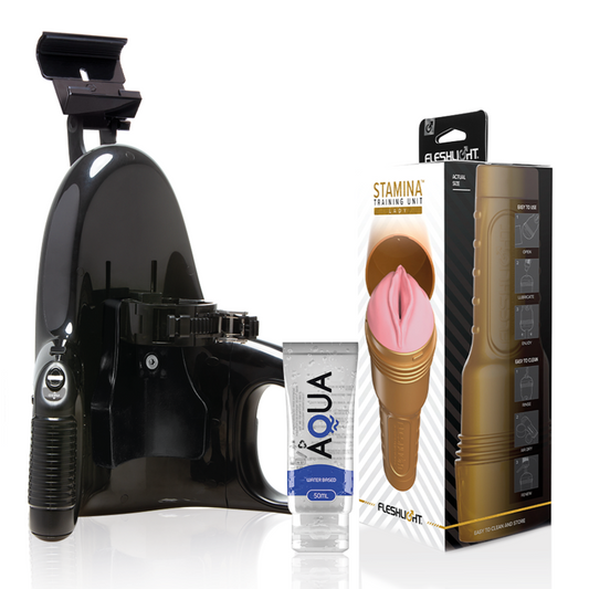 Set Masturbator Barbati, Fleshlight - Roz Lady STU + Universal Launch, Experienta Automatizata, Carcasa Aurie 50 ML