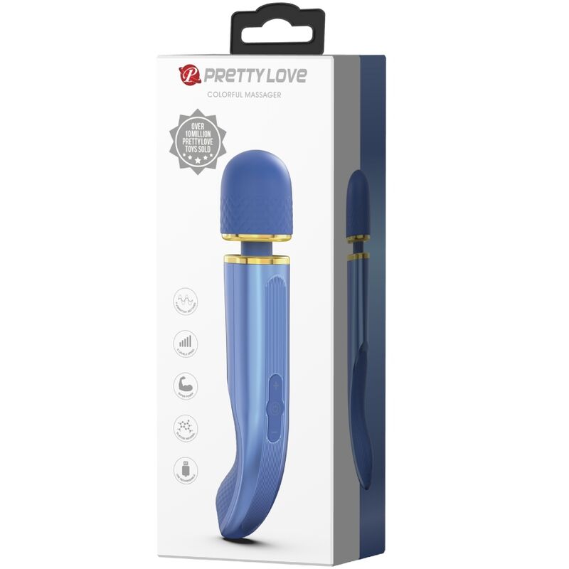 Vibrator Wand, Pretty Love, 7 Modele de Vibratie, Albastru