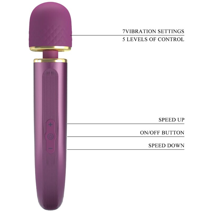 Vibrator Wand, Pretty Love, 7 Modele de Vibratie, 24cm x 4.8cm Mov