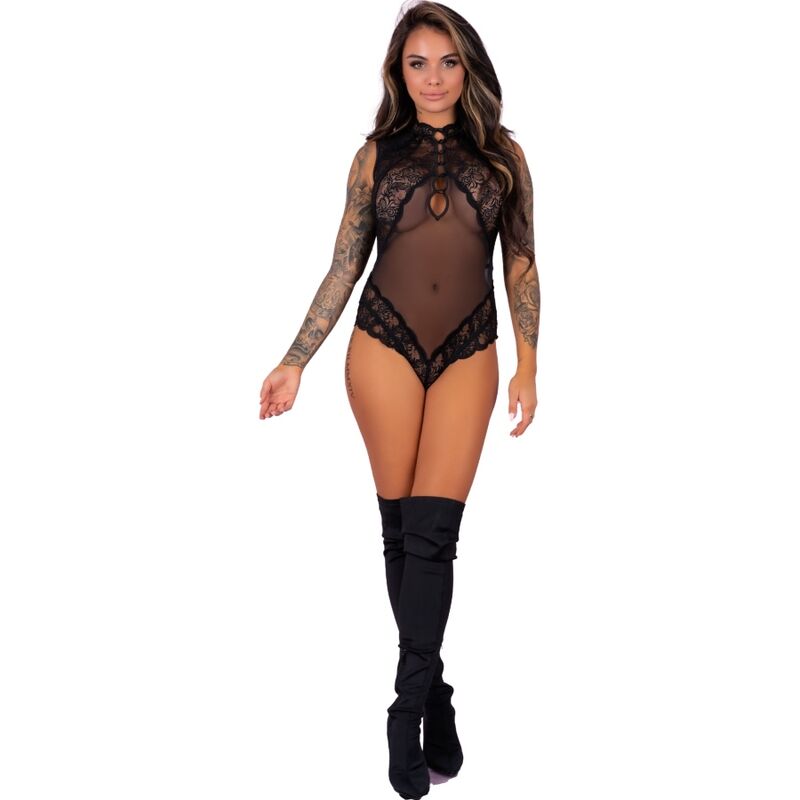 Body, Livco Corsetti Fashion - Sagen LC 90694, Dantela si Plasa Transparenta, Negru
