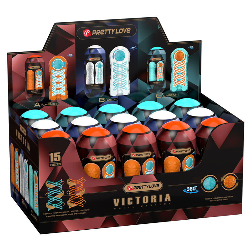 Masturbator, Pretty Love - Victoria, Transparent Reutilizabil cu Spirala Rotativa si Bila de Stimulare, Set 15 Piese