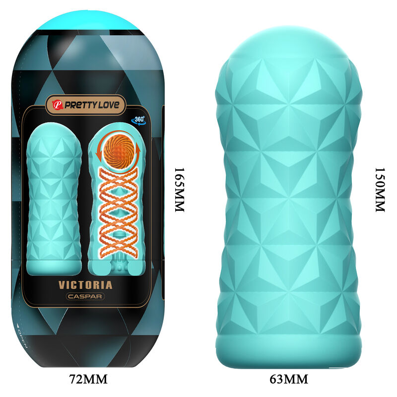 Masturbator, Pretty Love - Victoria, Transparent Reutilizabil cu Spirala Rotativa si Bila de Stimulare, Set 15 Piese