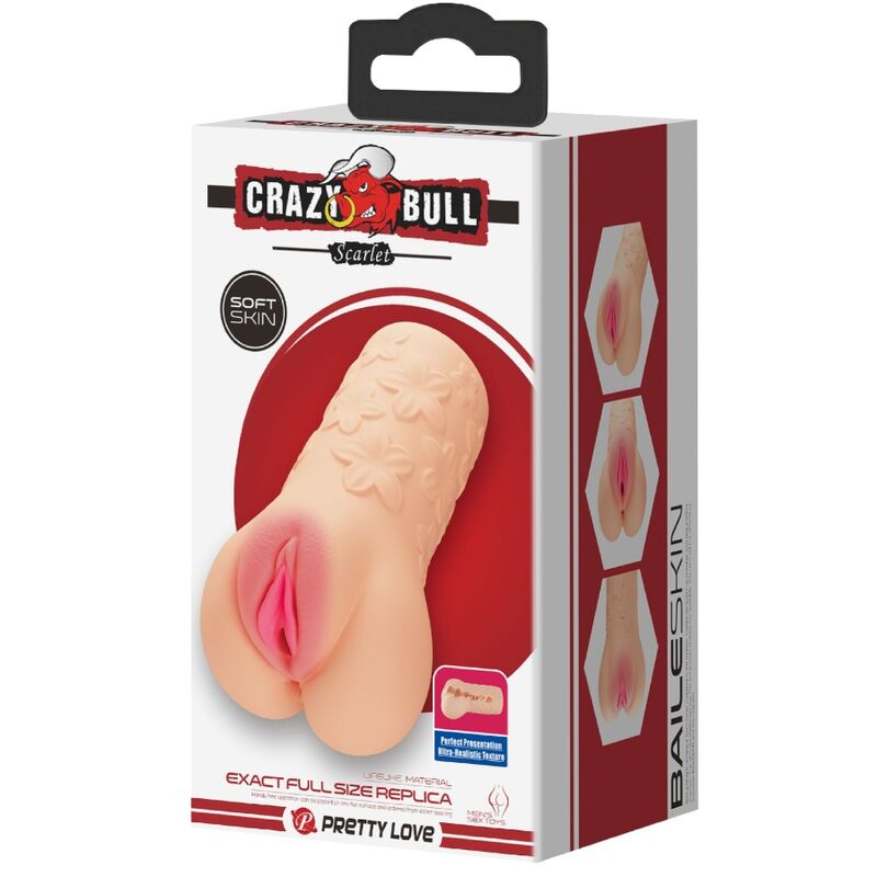 Masturbator, Crazy Bull - Scarlet, Forma de Vagin, Culoare Nud