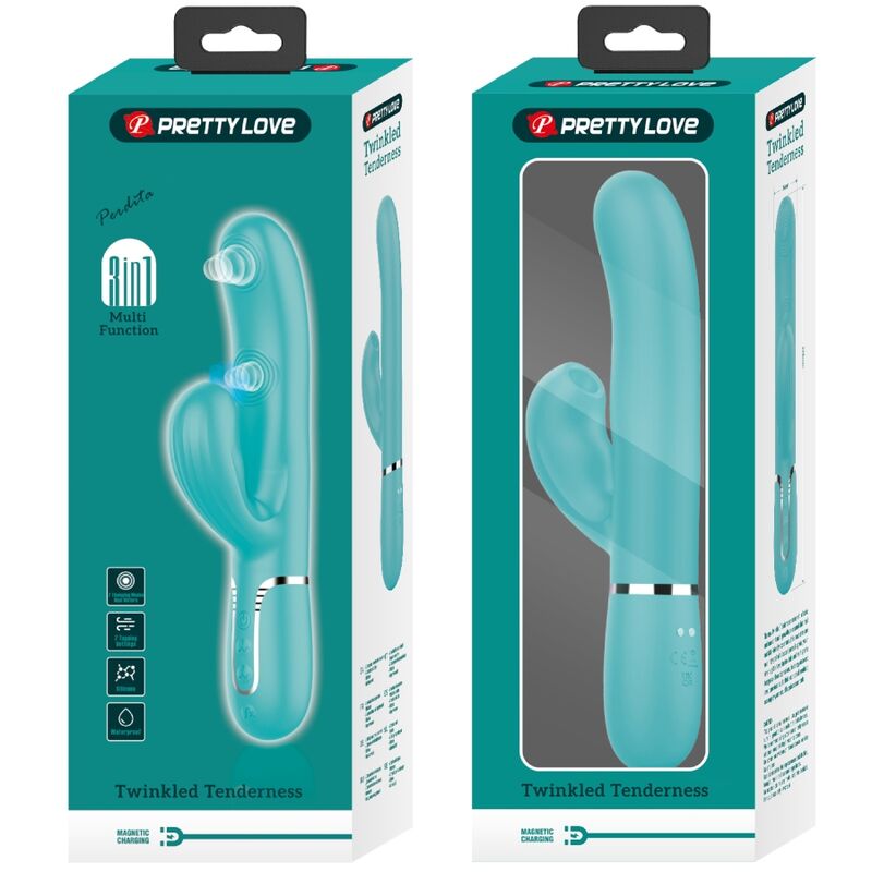 Vibrator G-Spot Rabbit, Pretty Love - Perlita, Multifunctional 3 in 1, Turcoaz