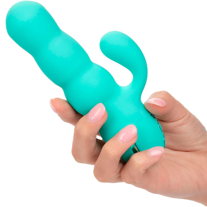 Vibrator Rabbit, CalExotics - California Dreaming Del Mar Diva, 10 Functii de Vibratii si 3 Viteze de Impingere, Aqua Green