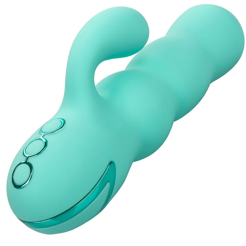 Vibrator Rabbit, CalExotics - California Dreaming Del Mar Diva, 10 Functii de Vibratii si 3 Viteze de Impingere, Aqua Green