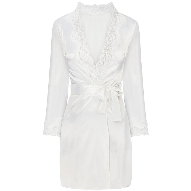 Set Lenjerie, Livco Corsetti Fashion - Jacqueline LC 90249, 3 Piese Halat Camasa si Tanga, S/M Ecru