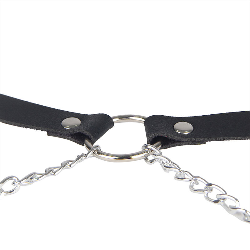Ham Piele, Subblime - Leather Belt Harness, Curea cu Lant, Negru One Size