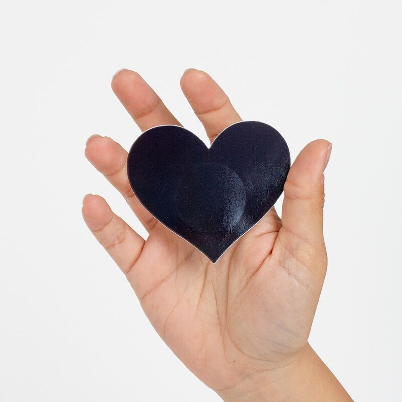 Acoperitoare pentru Sfarcuri, Secret Play - Wow Boobs Heart, Negru si Roz