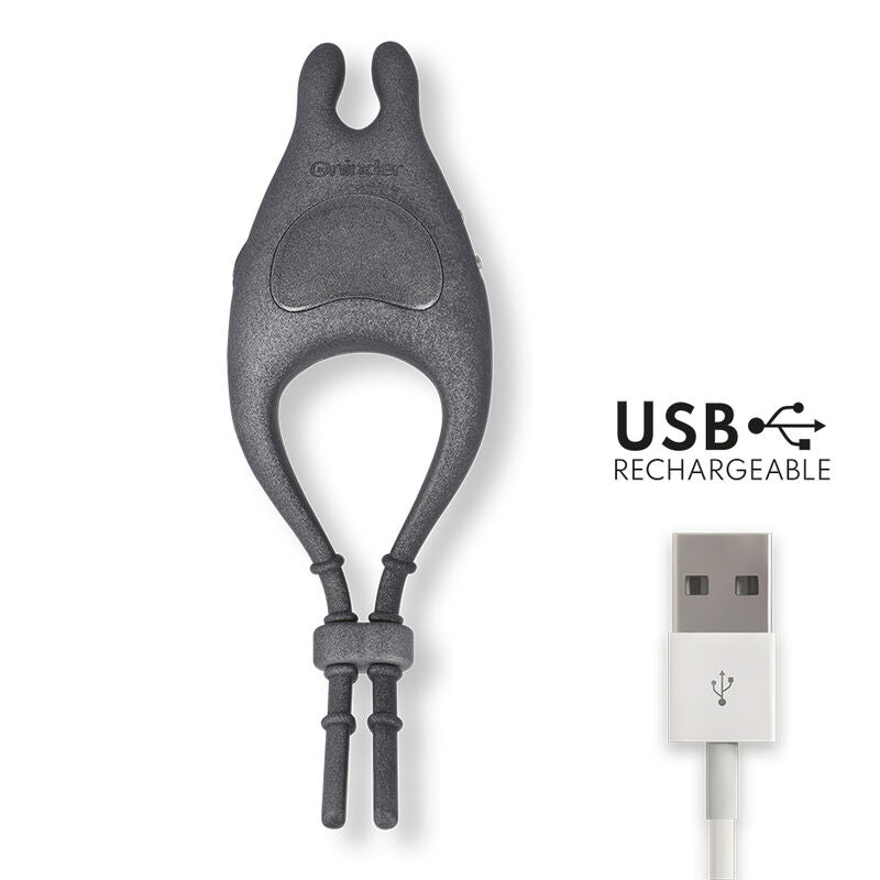 Inel Vibrator, Oninder - Pampa, Ajustabil Reincarcabil 10 Viteze cu Control prin Aplicatie si Stimulator Clitoris, Negru