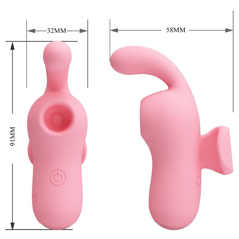 Vibrator de Deget cu Aspiratie, Pretty Love - Mini Fun Toys By Magic Fairy, 10 Functii de Aspiratie si Vibratie, Roz