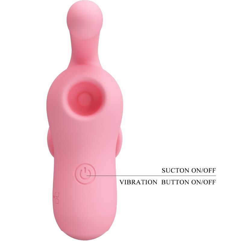 Vibrator de Deget cu Aspiratie, Pretty Love - Mini Fun Toys By Magic Fairy, 10 Functii de Aspiratie si Vibratie, Roz
