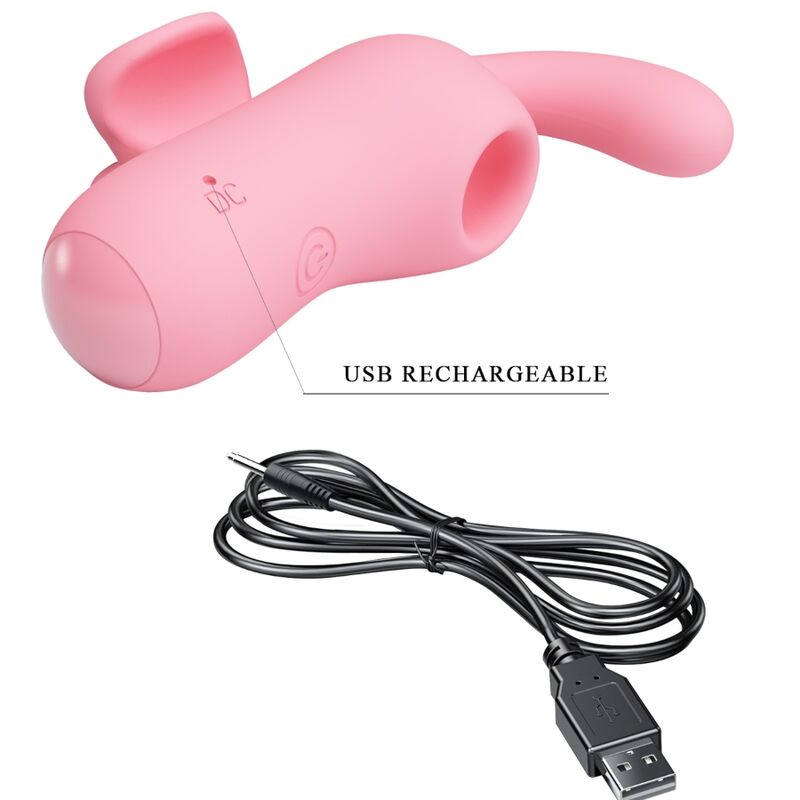 Vibrator de Deget cu Aspiratie, Pretty Love - Mini Fun Toys By Magic Fairy, 10 Functii de Aspiratie si Vibratie, Roz