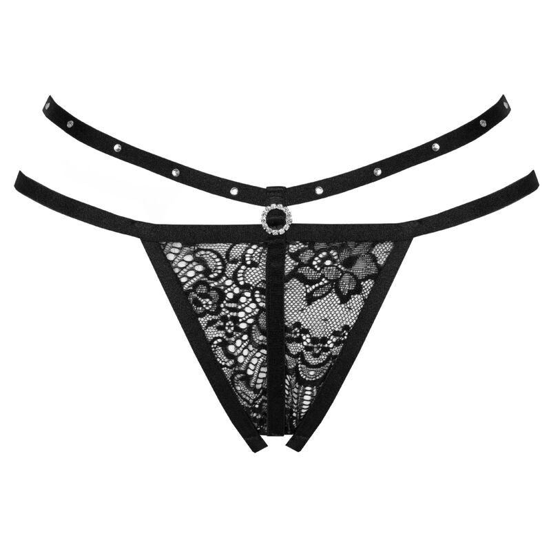 Chiloti Tanga, Livco Corsetti Fashion - Nomade, cu Decupaj Intim, Negru