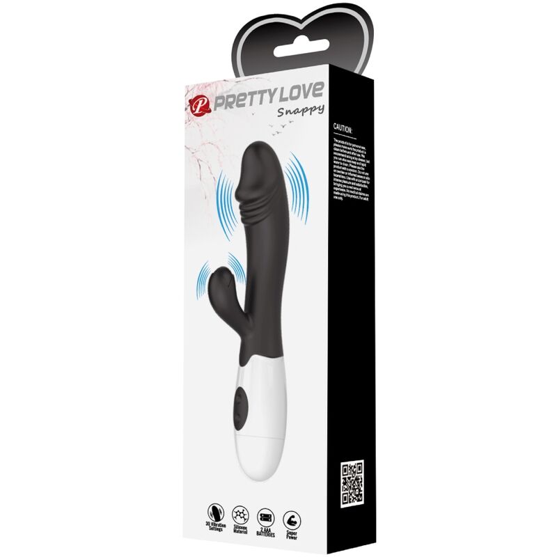 Vibrator Punctul G, Pretty Love - Snappy, Stimulator Dual Punct G si Clitoris, Negru