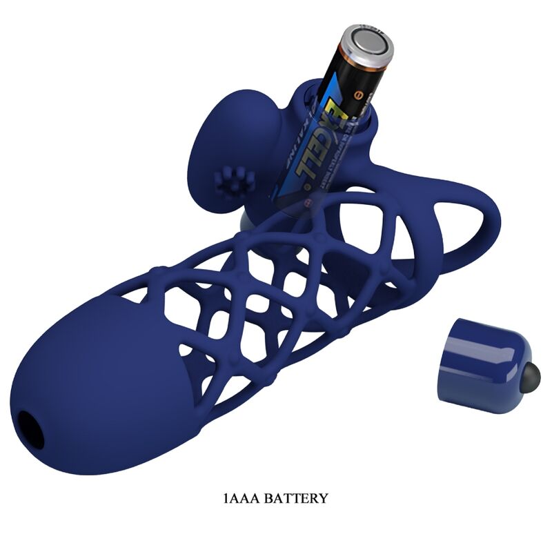 Inel Vibrator, Pretty Love - Giann, cu Invelis de Silicon, Albastru