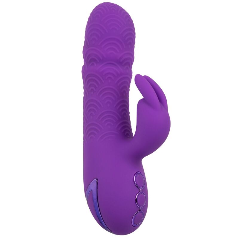 Vibrator Rabbit, CalExotics - California Dreaming Manhattan Beach Marvel, Stimulator Dual cu Vibratii si Impingere, Mov