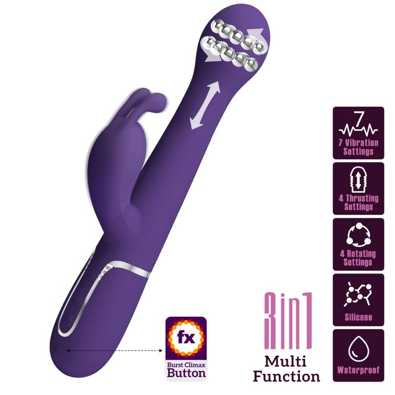 Vibrator Rabbit, Pretty Love - Dejon, 3 in 1 Multifunctional, Mov