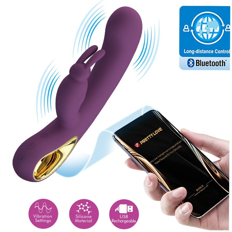 Vibrator Rabbit, Pretty Love - Liam, Aplicatie Mobila cu Control de la Distanta, Mov