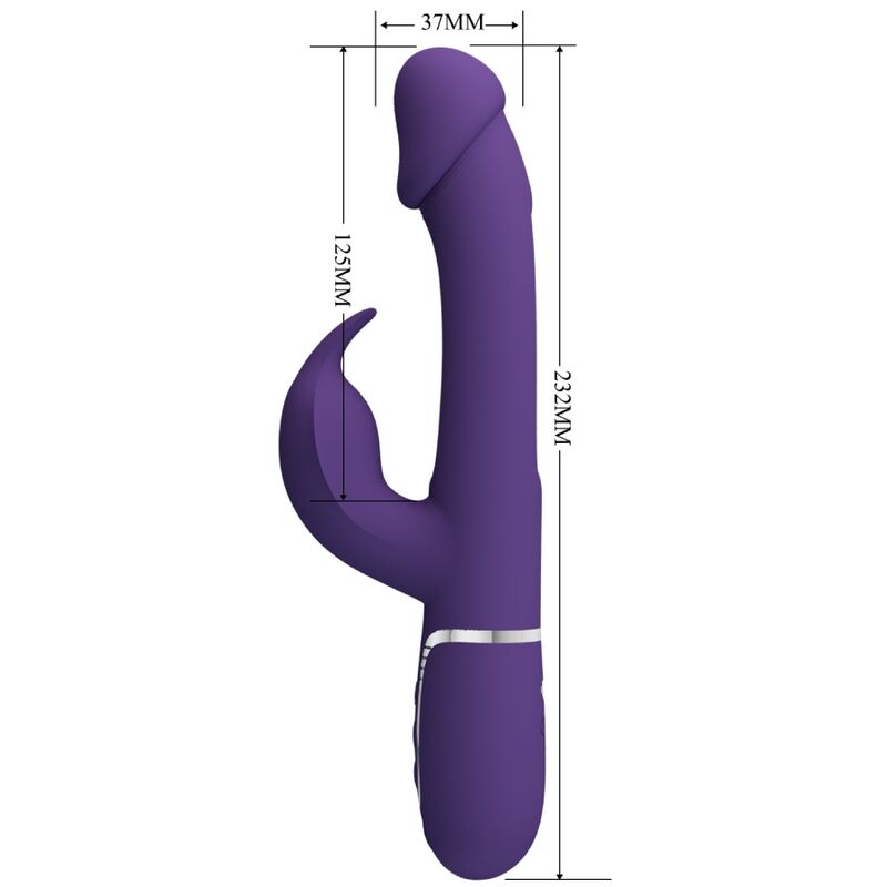 Vibrator Rabbit, Pretty Love - Kampas, Multifunctional 3 in 1 cu Limba Oscilanta, Mov